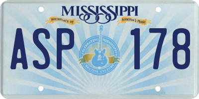 MS license plate ASP178