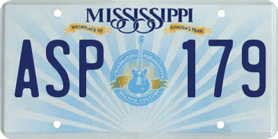 MS license plate ASP179