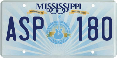 MS license plate ASP180