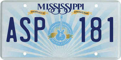 MS license plate ASP181