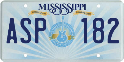 MS license plate ASP182