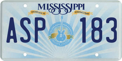MS license plate ASP183