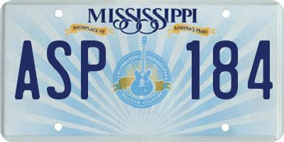 MS license plate ASP184