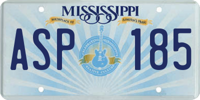 MS license plate ASP185