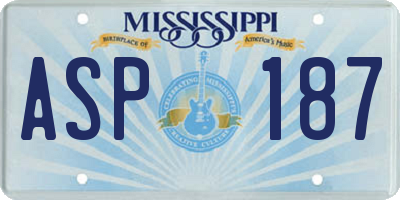 MS license plate ASP187