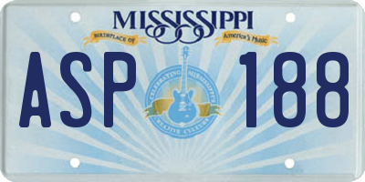 MS license plate ASP188