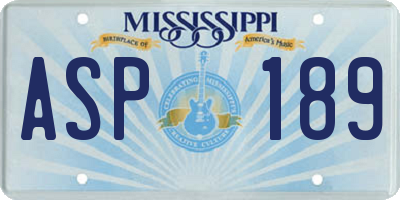MS license plate ASP189