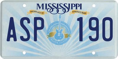 MS license plate ASP190