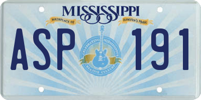 MS license plate ASP191