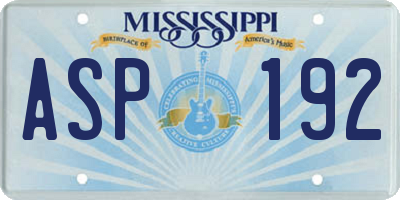 MS license plate ASP192