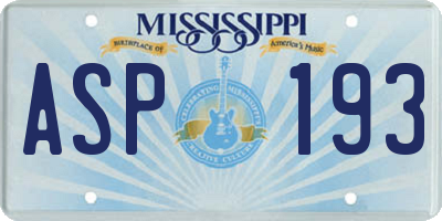 MS license plate ASP193