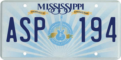 MS license plate ASP194