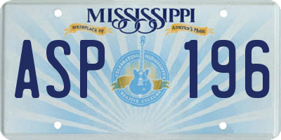 MS license plate ASP196