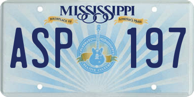 MS license plate ASP197
