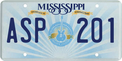 MS license plate ASP201