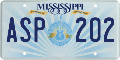 MS license plate ASP202
