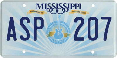 MS license plate ASP207