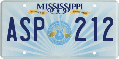 MS license plate ASP212