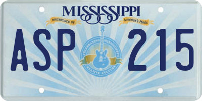 MS license plate ASP215