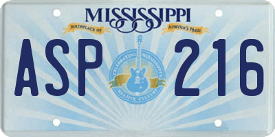 MS license plate ASP216