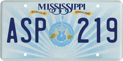 MS license plate ASP219
