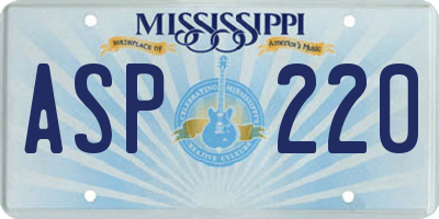 MS license plate ASP220