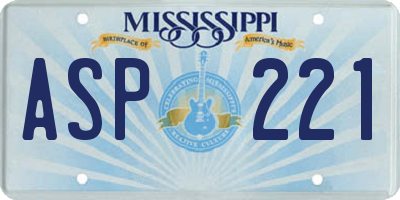 MS license plate ASP221