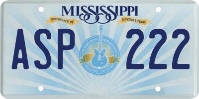 MS license plate ASP222