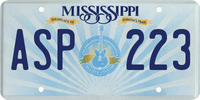 MS license plate ASP223