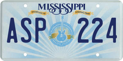 MS license plate ASP224