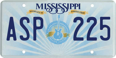 MS license plate ASP225