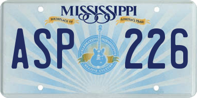 MS license plate ASP226