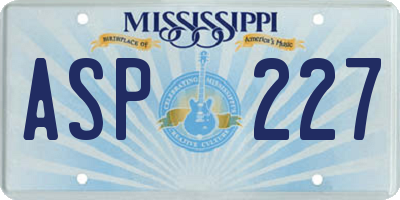 MS license plate ASP227