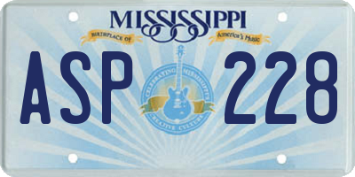 MS license plate ASP228
