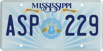 MS license plate ASP229