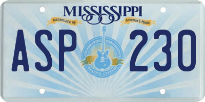 MS license plate ASP230