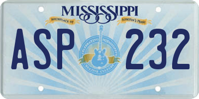 MS license plate ASP232