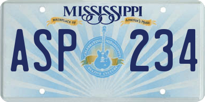 MS license plate ASP234
