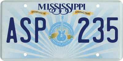 MS license plate ASP235