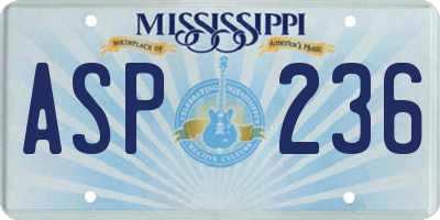 MS license plate ASP236