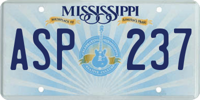 MS license plate ASP237