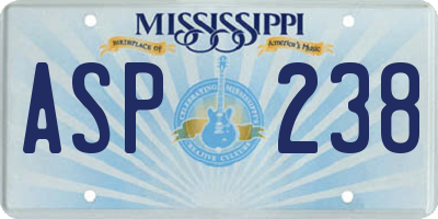 MS license plate ASP238