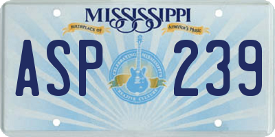 MS license plate ASP239