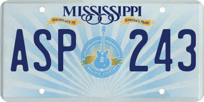 MS license plate ASP243