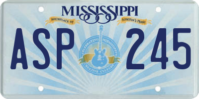 MS license plate ASP245