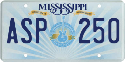 MS license plate ASP250