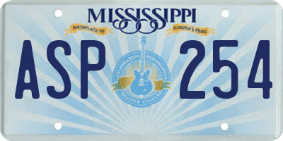 MS license plate ASP254