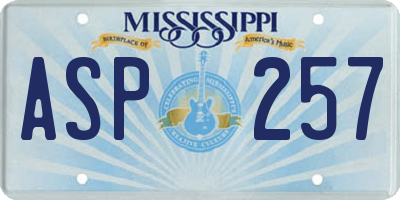 MS license plate ASP257