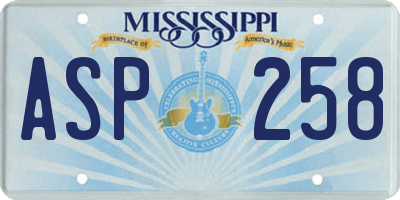 MS license plate ASP258