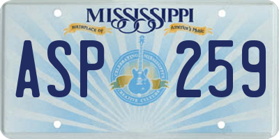 MS license plate ASP259